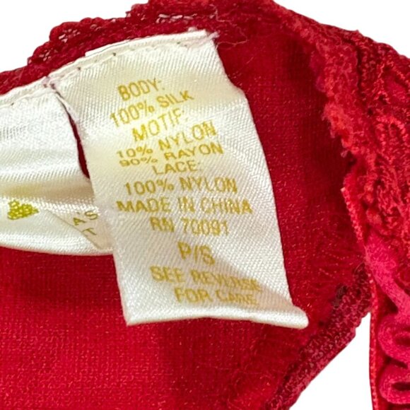 Victoria's Secret 80s Vintage Red Lace Sequin Embellished Thong Panty P/S 100% S - Picture 4 of 5